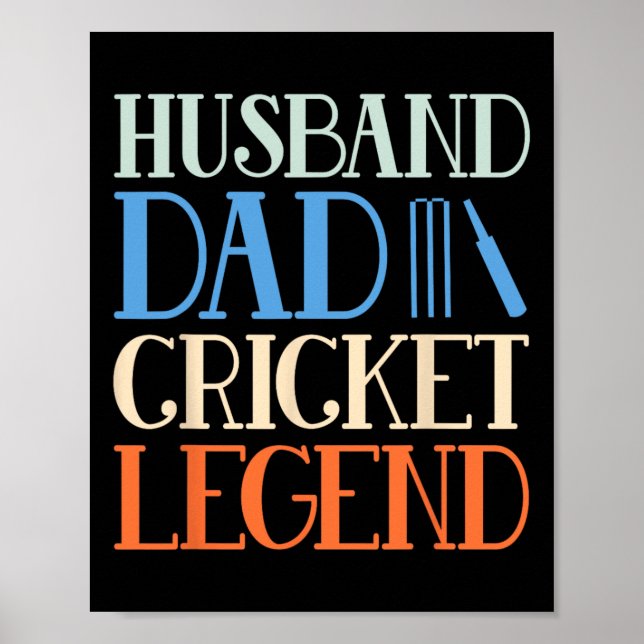 Affiche Légende de cricket de papa Husnd - Joueur de crick (Devant)