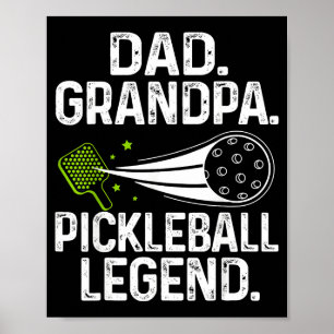 Affiche Légende de papa grand-père pickleball rétro joueur