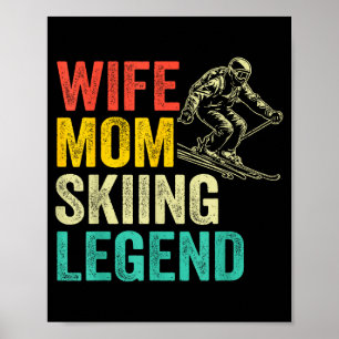 Affiche Légende de ski femme maman vintage fête des mères