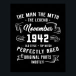 Affiche Légende du mythe masculin novembre 1942 80e annive<br><div class="desc">Homme Mythe Légende Novembre 1942 80e anniversaire Cadeau 80 ans Cadeau. Un cadeau parfait pour votre père, maman, papa, hommes, femmes, amis et membres de la famille le jour de Thanksgiving, Noël, Fête des mères, Fête des pères, 4 juillet, 1776 Jour indépendant, Fête des anciens combattants, Fête de l'Halloween, Fête...</div>