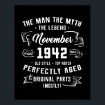 Affiche Légende du mythe masculin novembre 1942 80e annive<br><div class="desc">Homme Mythe Légende Novembre 1942 80e anniversaire Cadeau 80 ans Cadeau. Un cadeau parfait pour votre père, maman, papa, hommes, femmes, amis et membres de la famille le jour de Thanksgiving, Noël, Fête des mères, Fête des pères, 4 juillet, 1776 Jour indépendant, Fête des anciens combattants, Fête de l'Halloween, Fête...</div>