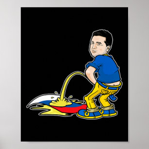 Affiche Légende du président ukrainien Zelensky urinant su
