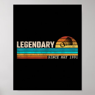 Affiche Légende Joueuse de Badminton Depuis Mai 1991 Anniv