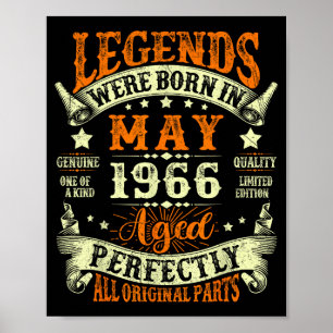 Affiche Légendes nées en mai 1966 vintage 60 ans hommes