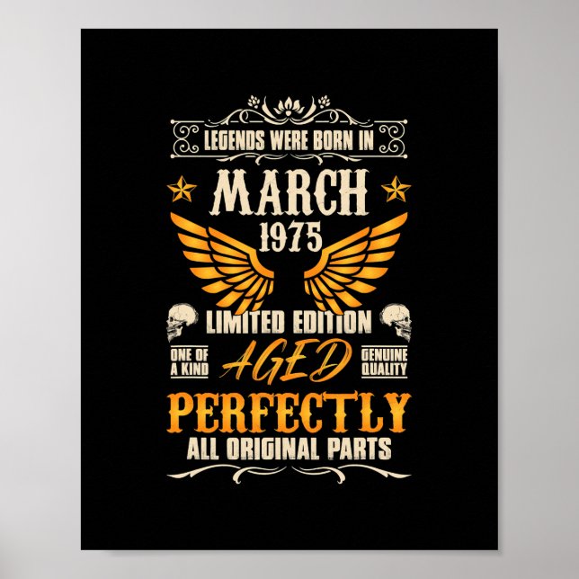 Affiche Legends Were Born in March 1975 Rocker Biker (Devant)