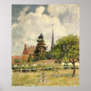 Affiche L'église à Eragny Camille Pissarro  