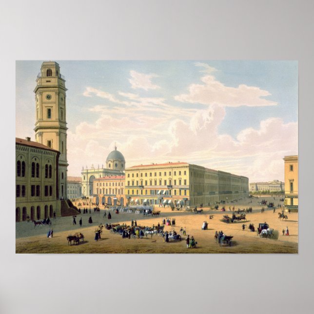 Affiche L'église catholique et la rue Mikhailovskaya (Devant)