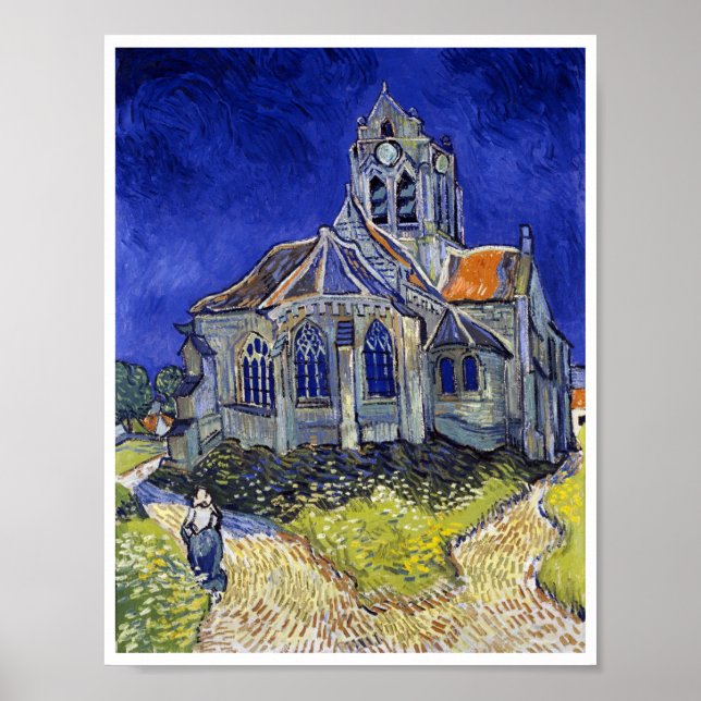 Affiche L'église d'Auvers, Van Gogh (Devant)