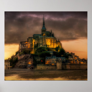 Affiche L'église de l'île du Mont-Saint-Michel Normandie