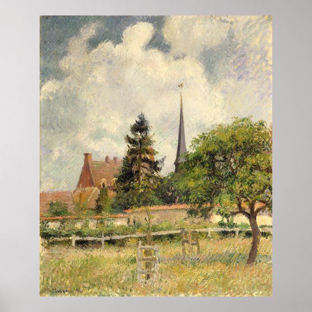 Affiche L'église d'Eragny Camille Pissarro (Devant)