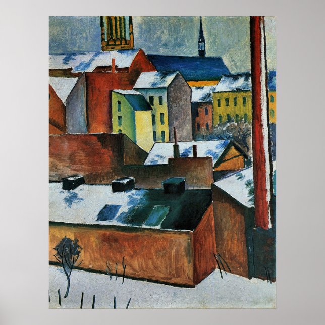 Affiche L'église St. Mary dans la neige d'août Macke (Devant)