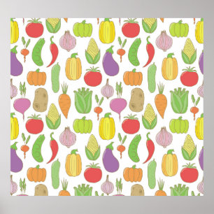 Affiche Légumes dessinés à la main, arrière - plan de dood