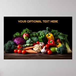 Affiche Légumes frais de texte personnalisé
