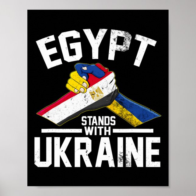 Affiche L'Égypte soutient l'Ukraine Drapeau ukrainien  (Devant)