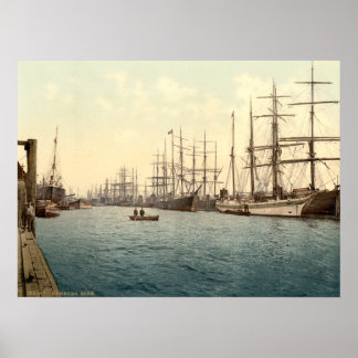 Affiche L'Elbe, Hambourg, Allemagne
