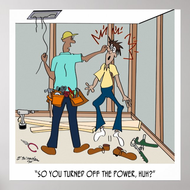 Affiche L'électricien oublie d'éteindre l'alimentation (Devant)