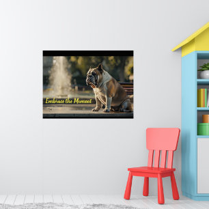 Affiche L'élégance urbaine : le Bulldog anglais dans le pa