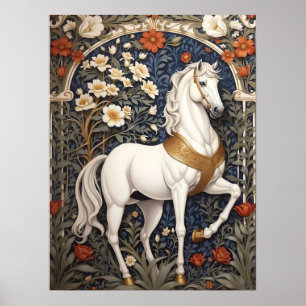 Affiche L'Élégant William Morris Inspiré Cheval Blanc