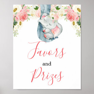 Affiche L'éléphant de fille rose vif favorise le signe des