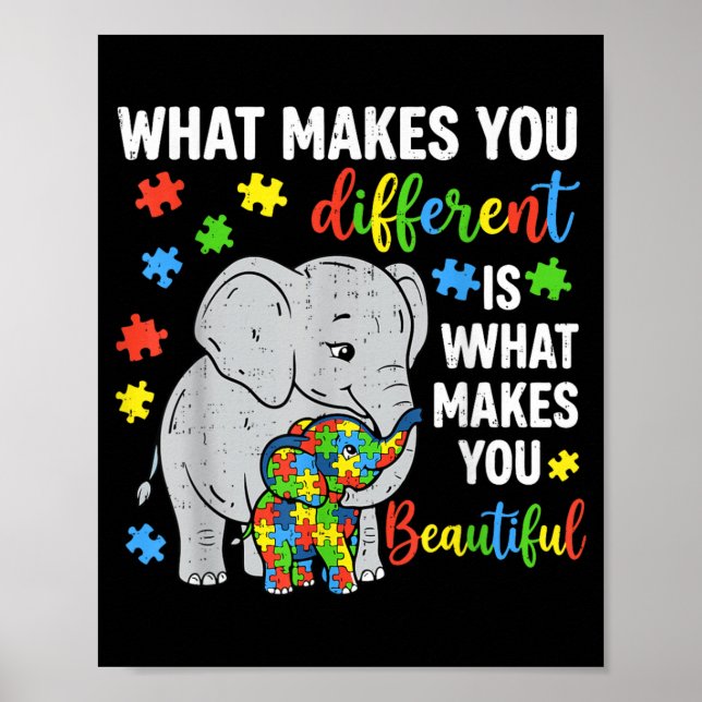 Affiche L'éléphant de la sensibilisation à l'autisme Diffé (Devant)