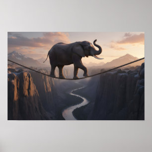 Affiche L'éléphant marche sur l'art de la corde
