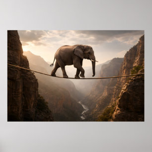 Affiche L'éléphant marche sur l'art de la corde