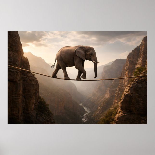 Affiche L'éléphant marche sur l'art de la corde (Devant)