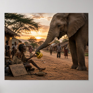 Affiche L'Éléphant Qui Partagea Sa Nourriture