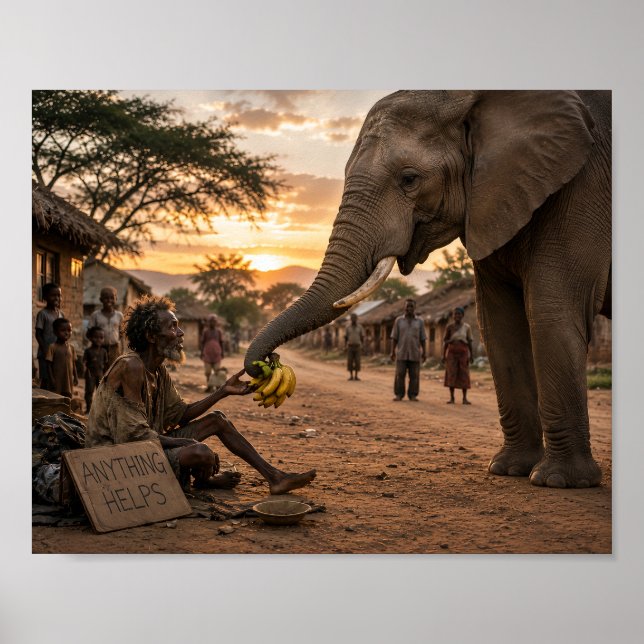 Affiche L'Éléphant Qui Partagea Sa Nourriture (Devant)