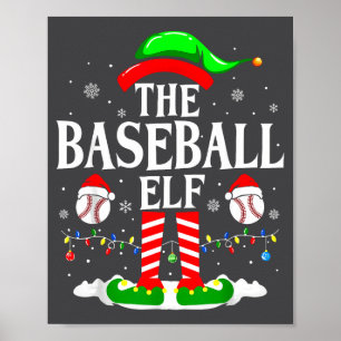 Affiche L'Elf de Baseball Drôle Noël Srt Amoureux Xmas E
