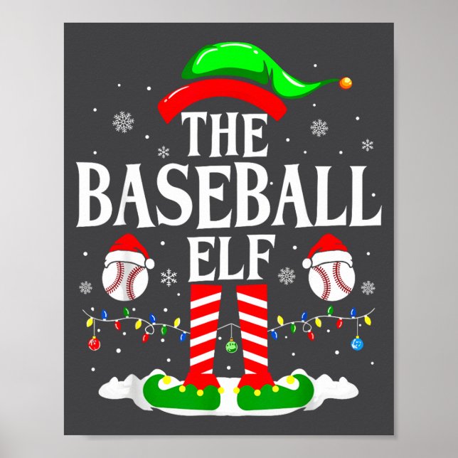Affiche L'Elf de Baseball Drôle Noël Srt Amoureux Xmas E (Devant)