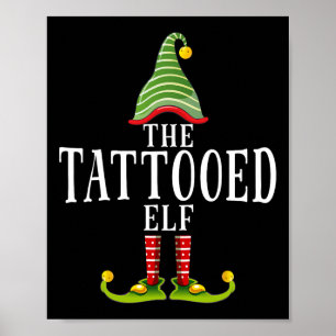Affiche L'Elf Tatoué Drôle de Pyjama de Noël Assorti