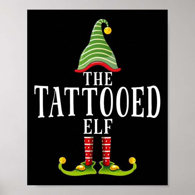 Affiche L'Elf Tatoué Drôle de Pyjama de Noël Assorti  (Devant)