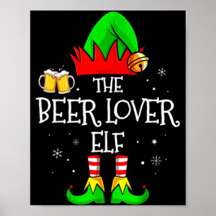 Affiche L'elfe amateur de bière boisson de Noël de famille
