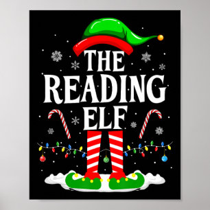 Affiche L'elfe de lecture Xmas drôle amateur de livres Noë