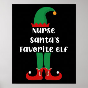 Affiche L'elfe préféré de l'infirmière du Père Noël Infirm