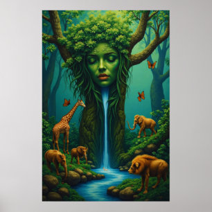 Affiche L'embrace de Mère Nature - Imaginaire sauvage surr