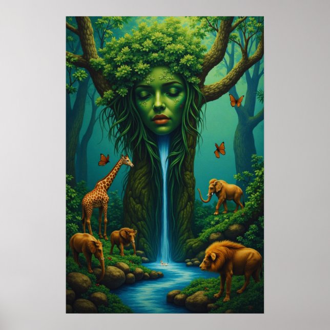 Affiche L'embrace de Mère Nature - Imaginaire sauvage surr (Devant)