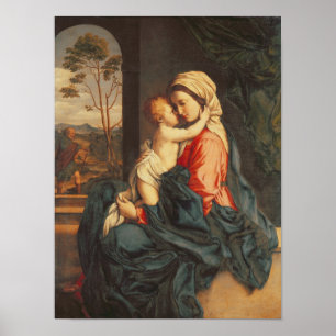Affiche L'embrassement de Vierge et d'enfant