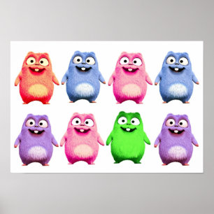 Affiche lemmings colorés et tabous grizzés