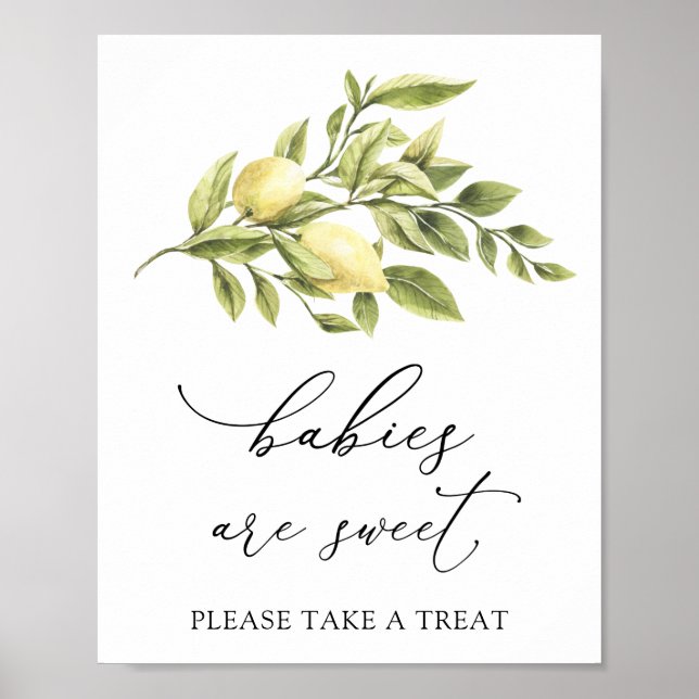 Affiche Lemon and Greenery Babies are Sweet Treat Sign (Devant)