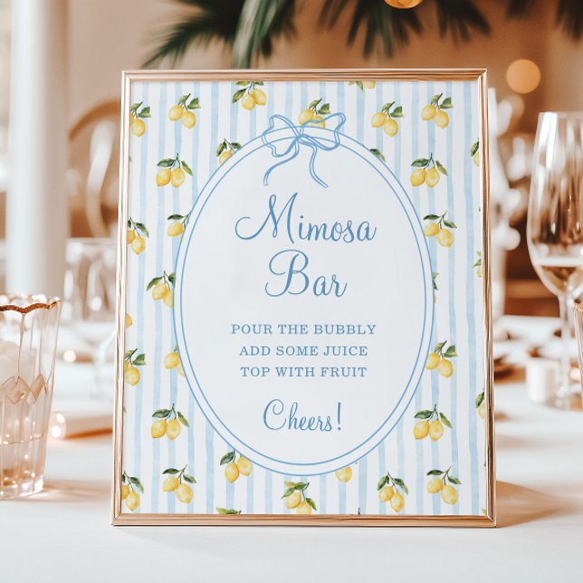 Affiche Lemon Blue Bow Italian Mimosa Bar (Créateur téléchargé)