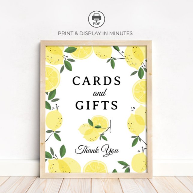 Affiche Lemon "Cards and Gifts" Bridal Shower sign (Créateur téléchargé)