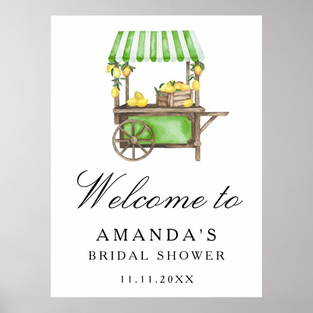 Affiche Lemon Citrus - bridal shower welcome sign (Devant)