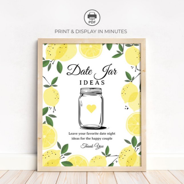 Affiche Lemon Date Jar Ideas Sign Printable Sign (Créateur téléchargé)