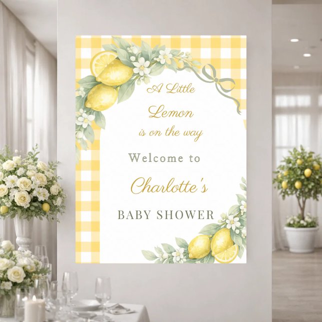 Affiche Lemon gingham bow welcome Baby Shower (Créateur téléchargé)