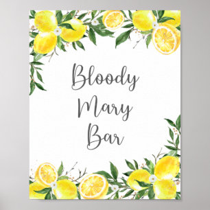 Affiche Lemon Greenery Gold Bloody Mary Bar Bridal Sign