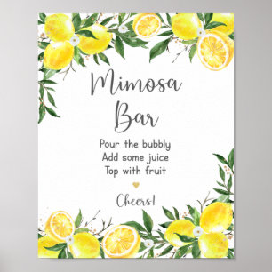Affiche Lemon Greenery Gold Bridal Shower Mimosa Bar