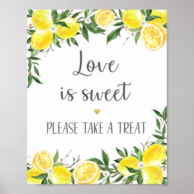 Affiche Lemon Vegetation Or Amour Est Doux Baby Shower De  (Devant)