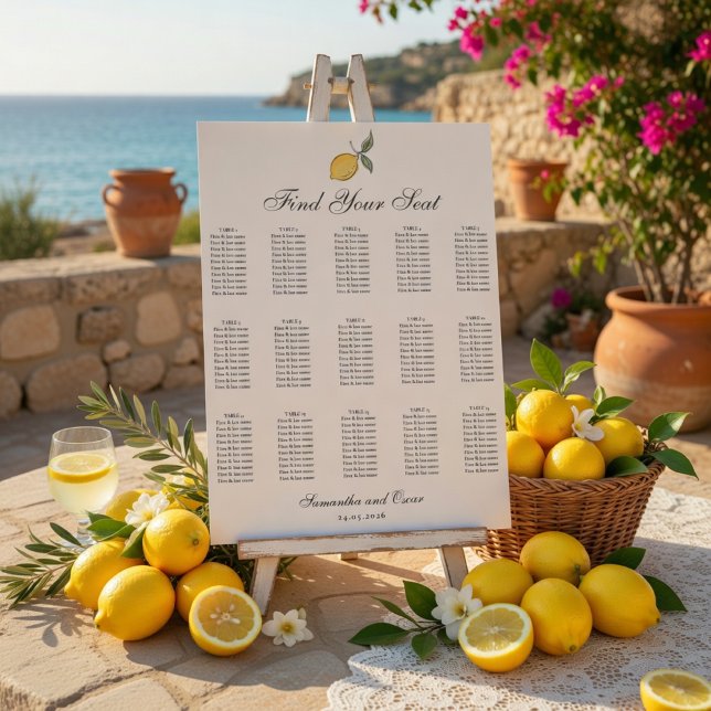 Affiche Lemon Wedding Seating Chart | Amalfi Coast Wedding (Créateur téléchargé)